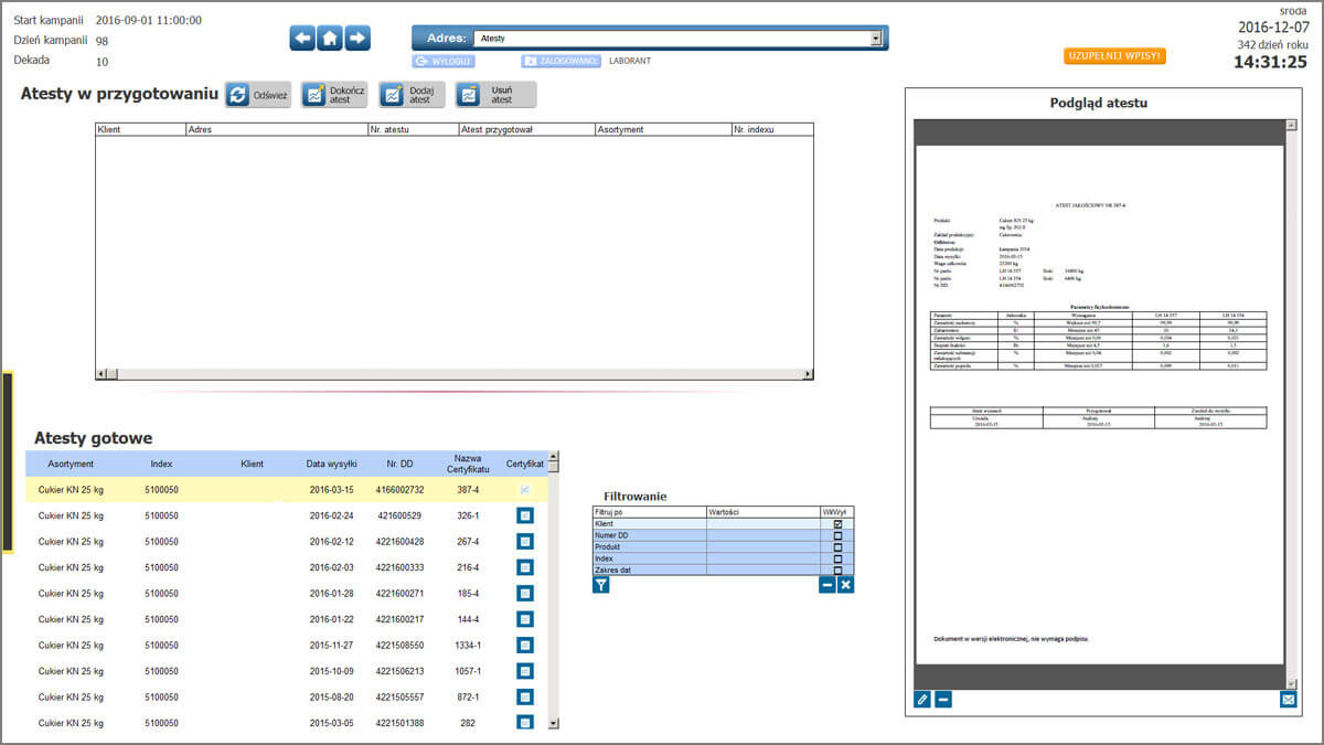 dziennik laboratoryjny VIX Automation